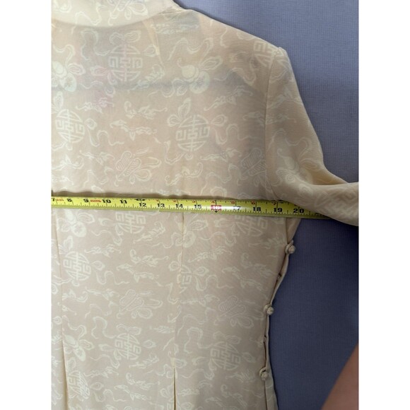 Shanghai Tang 100% Silk Qipao Dress Size 14 Yellow Womens Long Maxi Asian - Picture 12 of 12